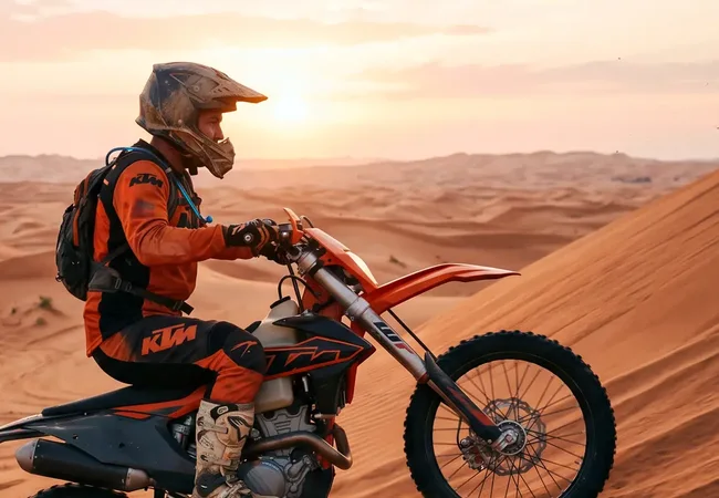 KTM 690 Enduro dirt bike on an advanced desert route outside Dubai