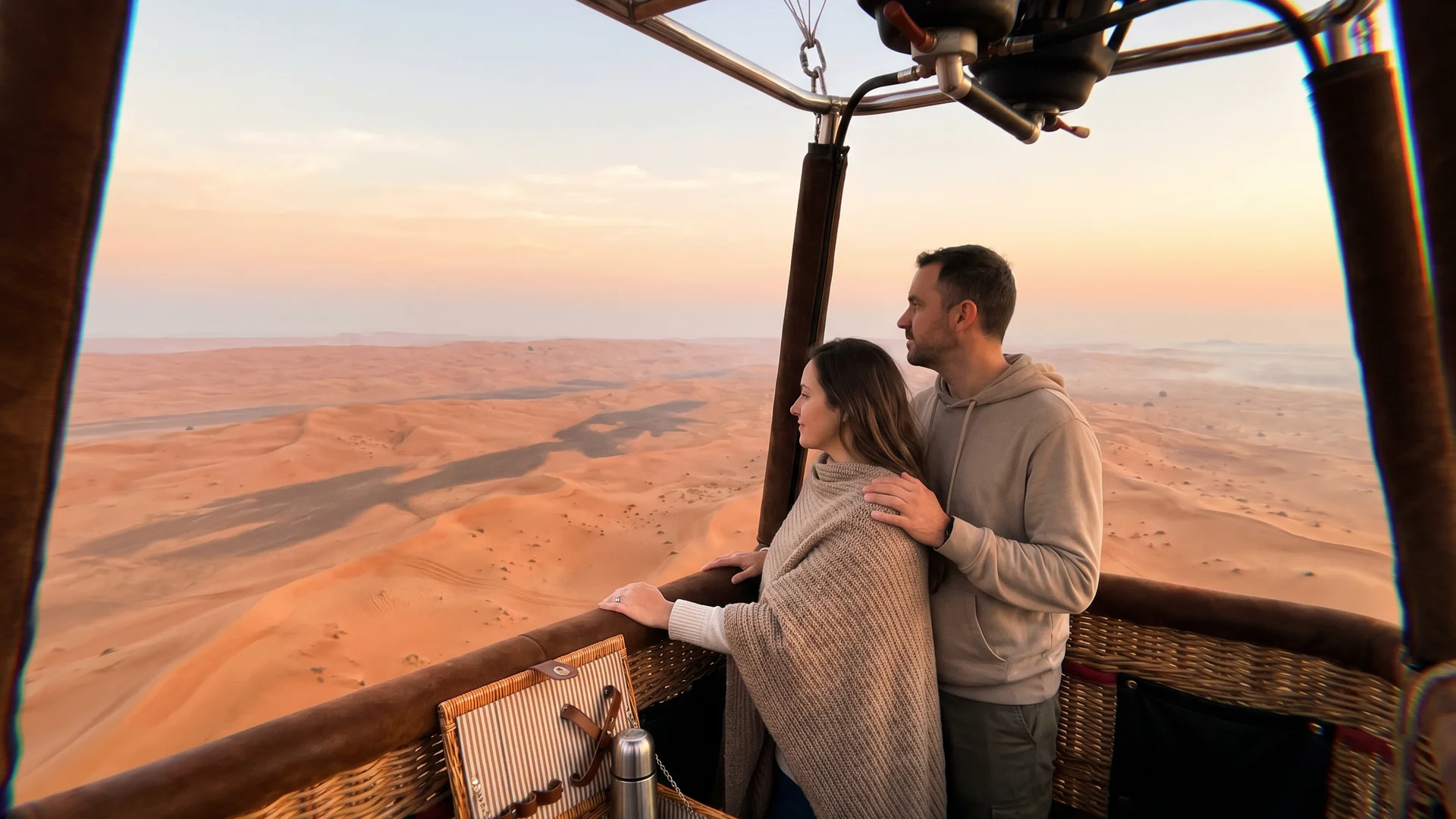 Private hot air balloon charter above the Dubai desert