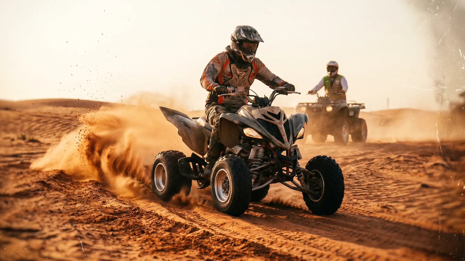 Sports quad 625cc ATV on the red dunes outside Dubai
